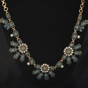 J. Crew Green Floral Themed Statement Necklace